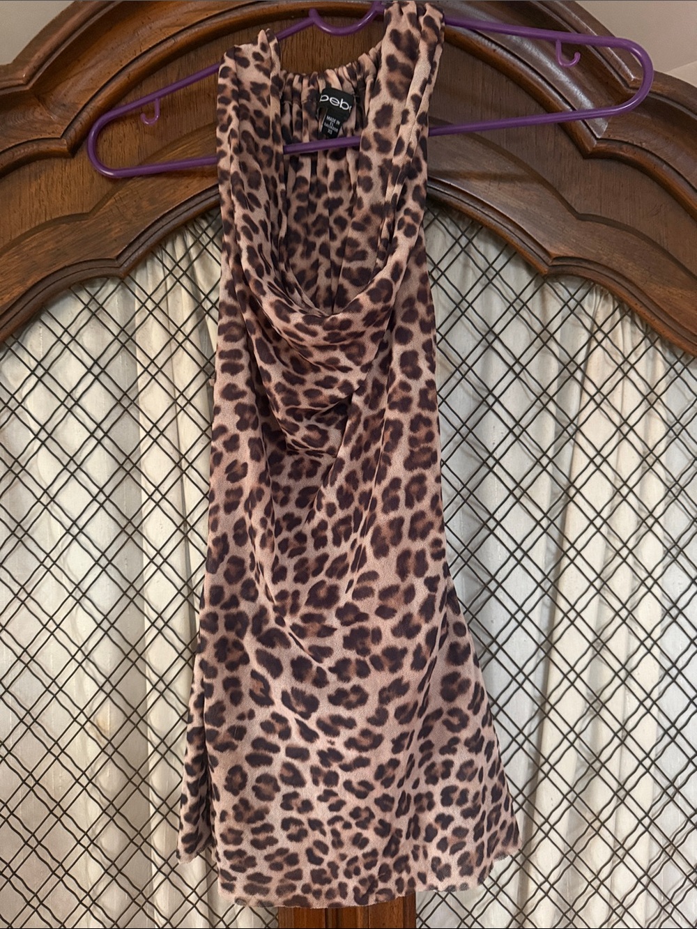 bebe Leopard Print Cowl Neck Chemise - Brown